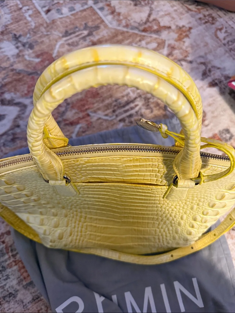 Brahmin Lemon Croc-Embossed Leather Satchel